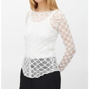 Isabel Marant White Mesh Lace Long Sleeved Top White Size 36